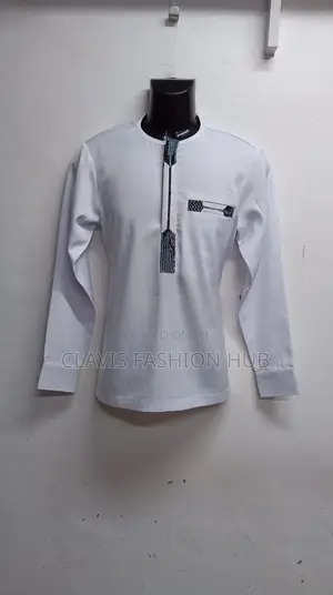 Long Sleeved White Shirt With Kitenge Stripes