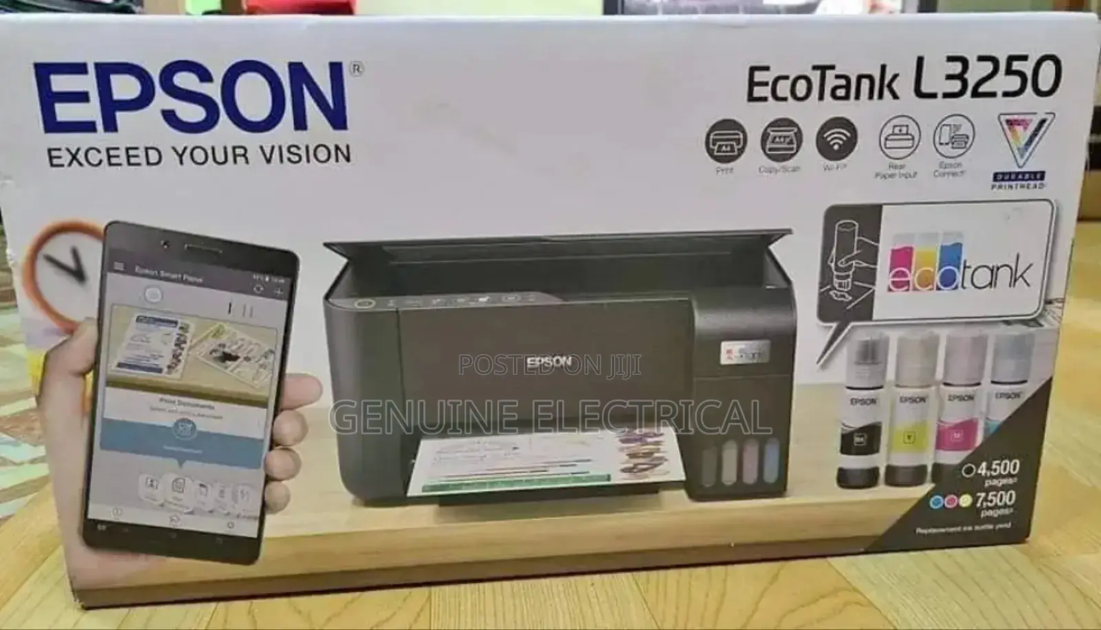 Epson L3250: Ecotank System, High-Yield Printing, Refillable