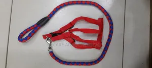 Dog Leash/Doglead + Dog Harness Blue & Red Medium Size