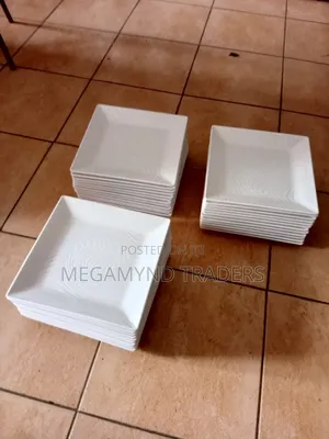 12pc Melamine Square Dinner/Dinner Plate White