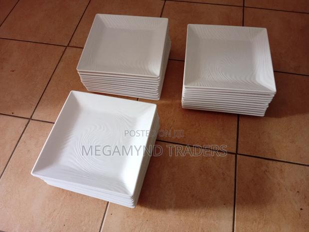 12pc Melamine Square Dinner/Dinner Plate White - thumbnail 4