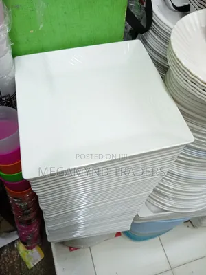 12pc Melamine Square Dinner/Dinner Plate White