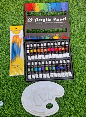 24 Pieces Acrylic Paints With Painting Brushes