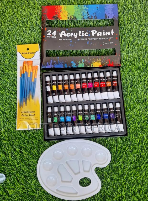 24 Pieces Acrylic Paints With Painting Brushes