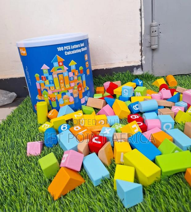 100 Pieces Wooden Building Blocks - main view