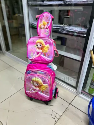 School Kids Pink 3 in 1 Trolley Bags Cartoon Themed at 3500