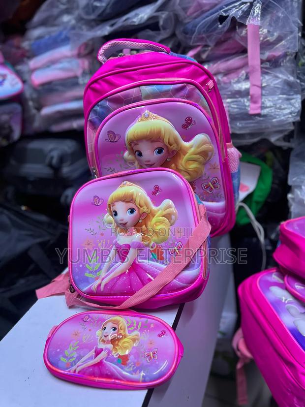Pink  3 in 1 1 School Bags Cartoon Big for Grade 1 to 5 - thumbnail 2