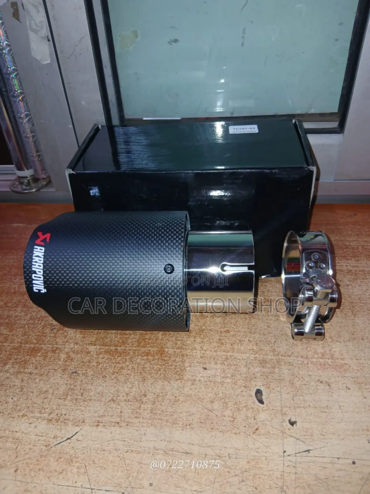 Carbon Finish Style Akrapovic Exhaust End Tip With Led Light