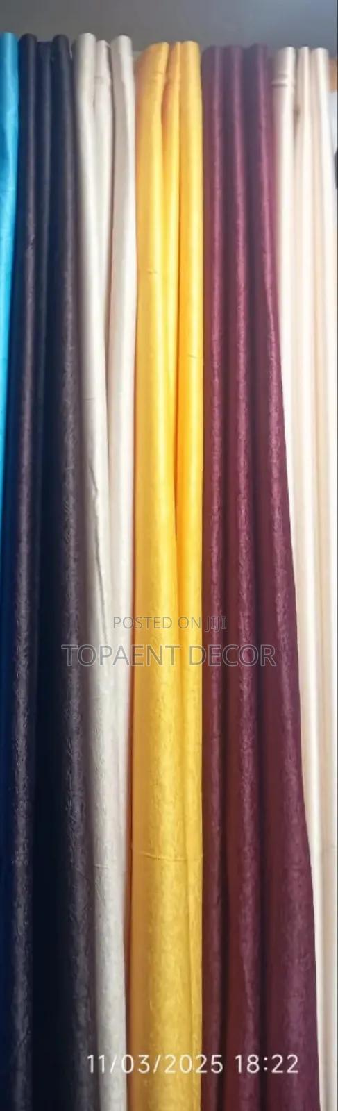 Black,Yellow,Maroon and Cream Stylish Smooth Window Curtains - main view