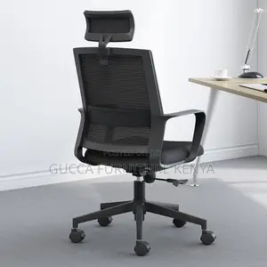Office Chairs:High Back Dark Fabric Upholstered Work Chair"