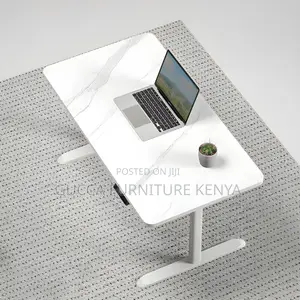 Office Tables:120cm Electric White Desk With Steel Support
