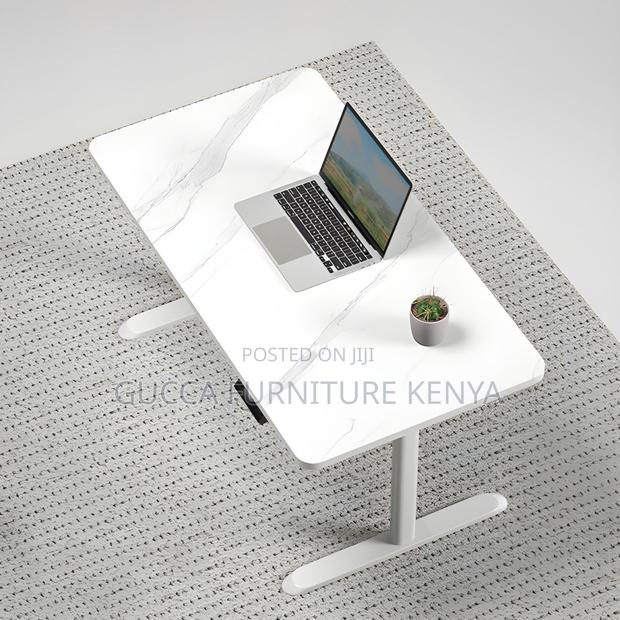 Office Tables:120cm Electric White Desk With Steel Support - thumbnail 3