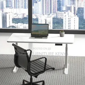 Office Tables:120cm Electric White Desk With Steel Support