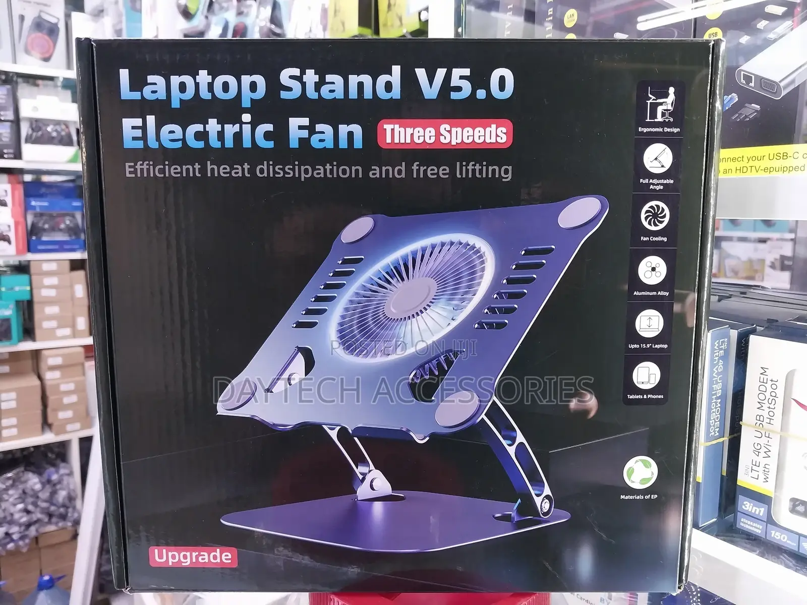 Adjustable Laptop Stand With Cooling Fan Aluminium Alloy