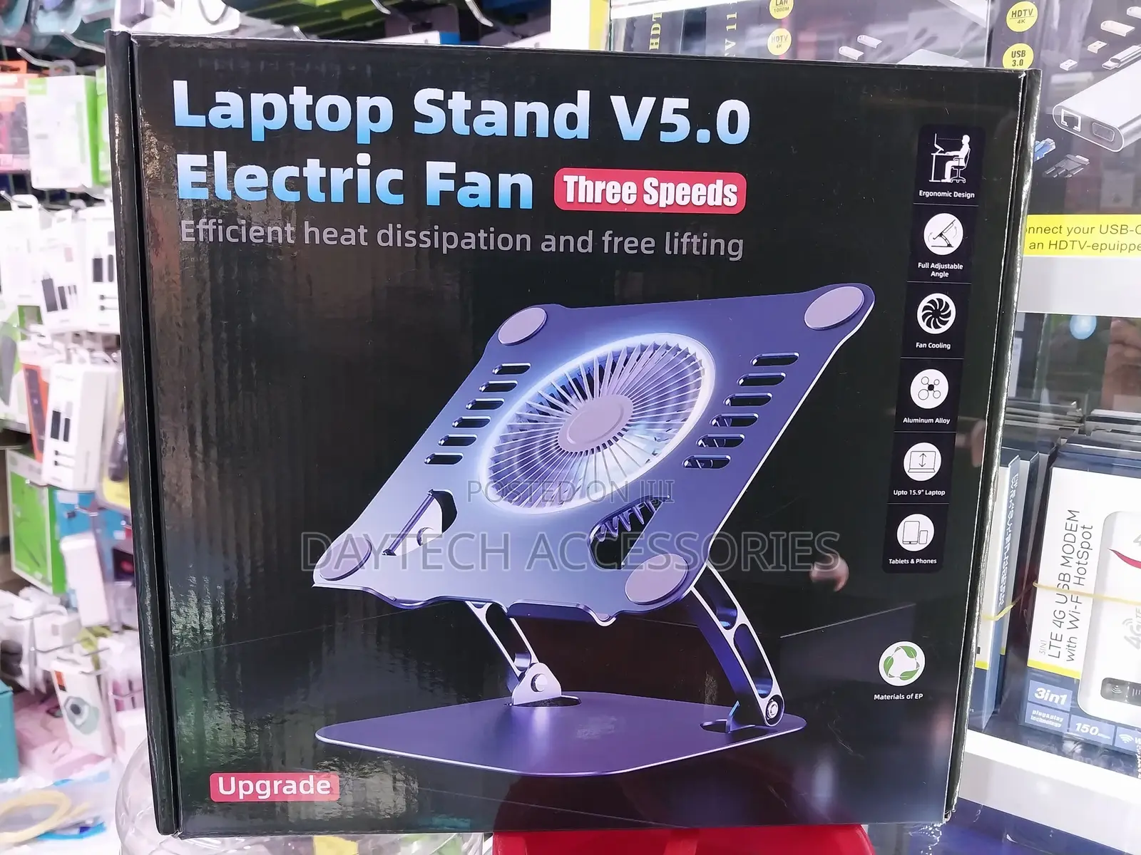 Adjustable Laptop Stand With Cooling Fan Aluminium Alloy