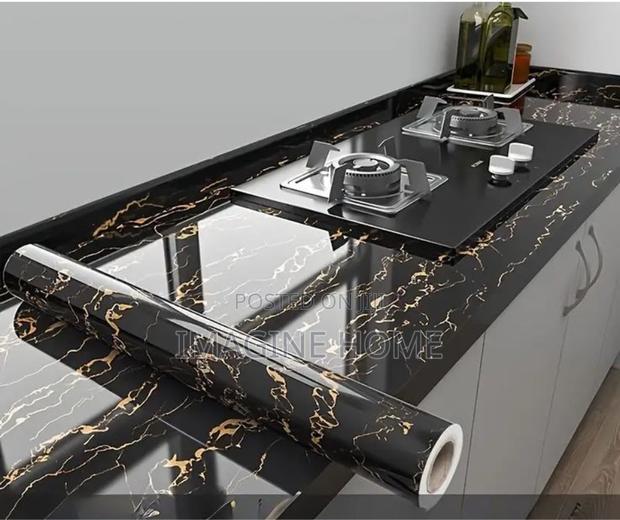 Home Kitchen Cabinets Black Marble Contact Paper