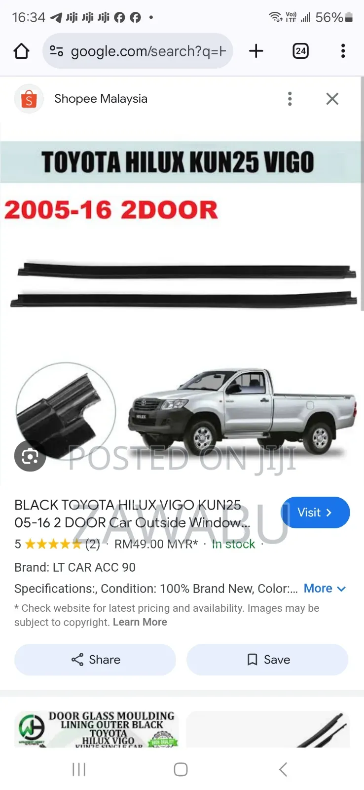 Roof Moulding Hilux Vigo Single Cabin