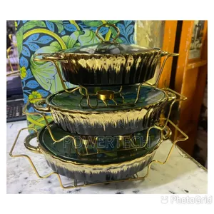 3 PCS Ceramic Chaffing Dishes 3.5l , 2.8 L and 1.8 L