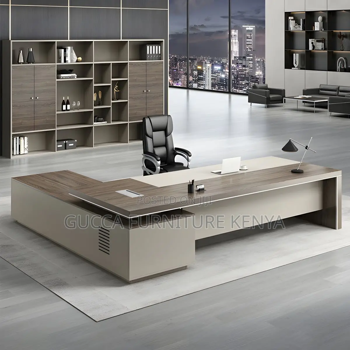 Office Tables:Stylish L-Shape Pedestal Office Desk(1600mm)