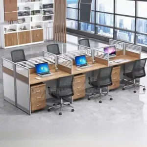 Workstations:Office Six Way Collaboration Wood Workstation