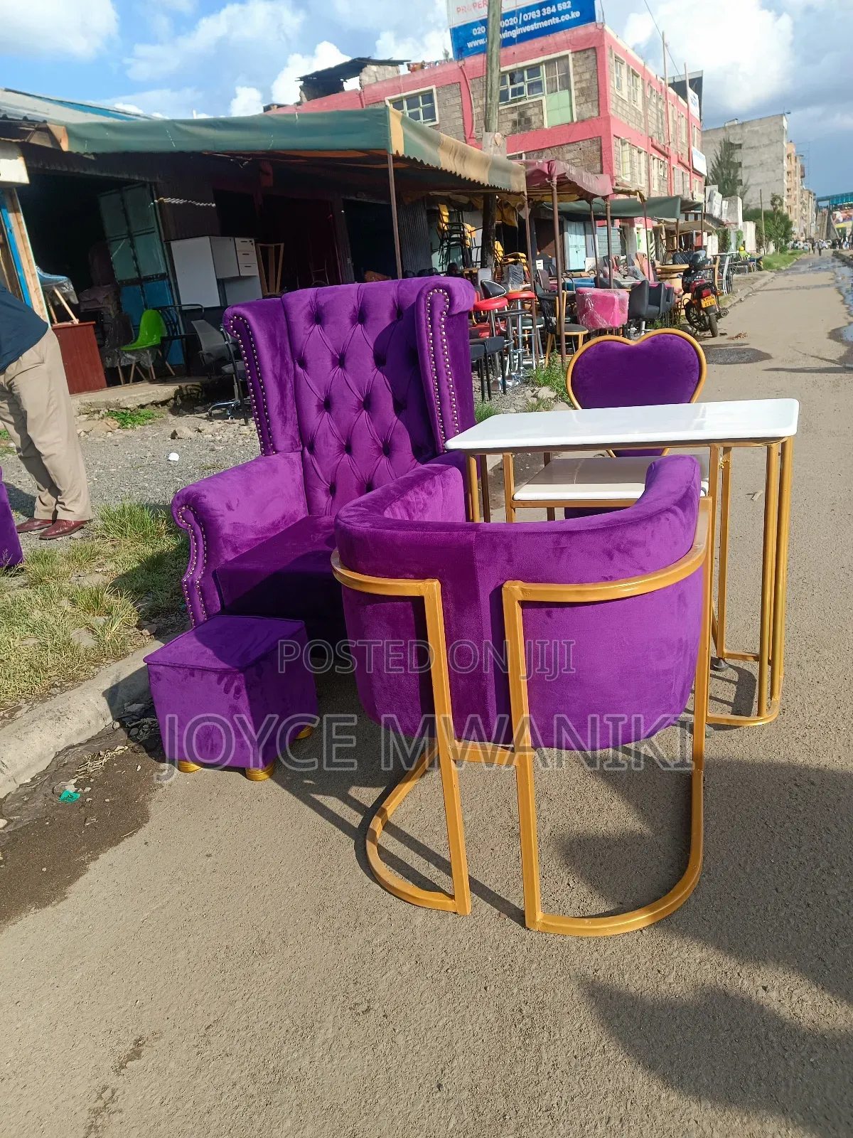 Pedicure Seat Plus Stool And Manicure Set, Purple