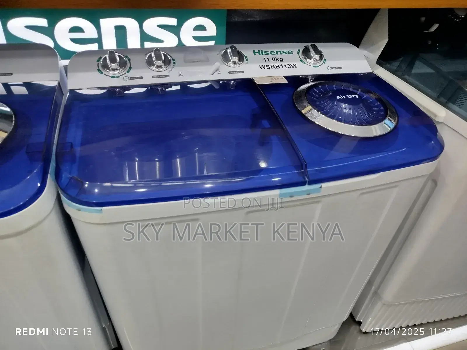 Hisense Washing Machine Wsrb113w 11kg Semi Twin Tub