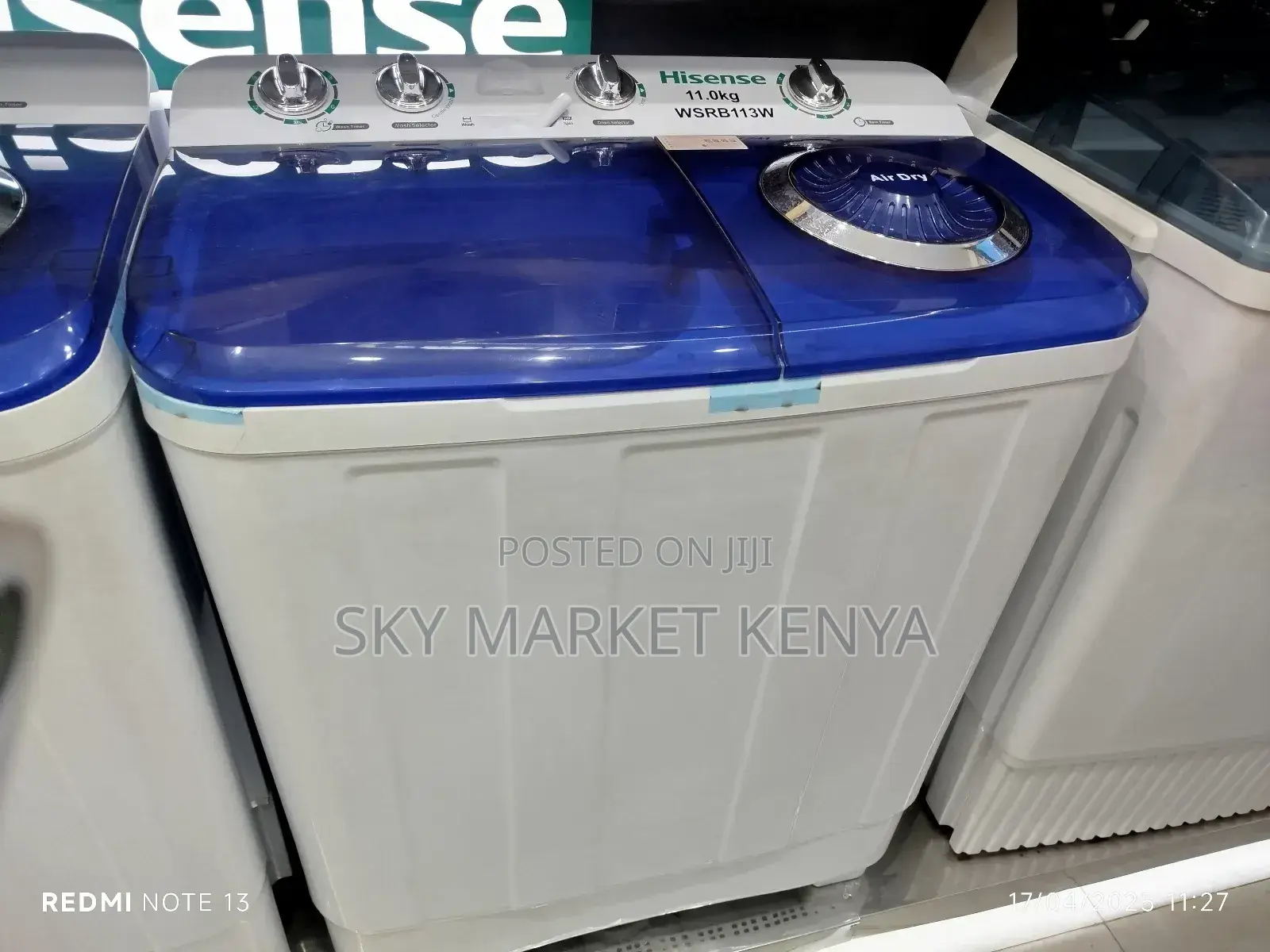 Hisense Washing Machine Wsrb113w 11kg Semi Twin Tub