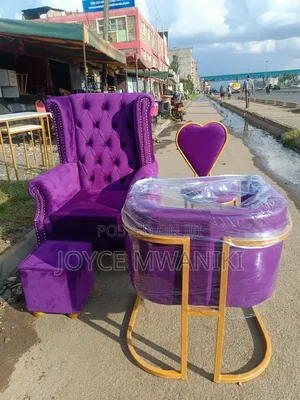Pedicure Seat and Pouf, 2 Manicure Seats Purple
