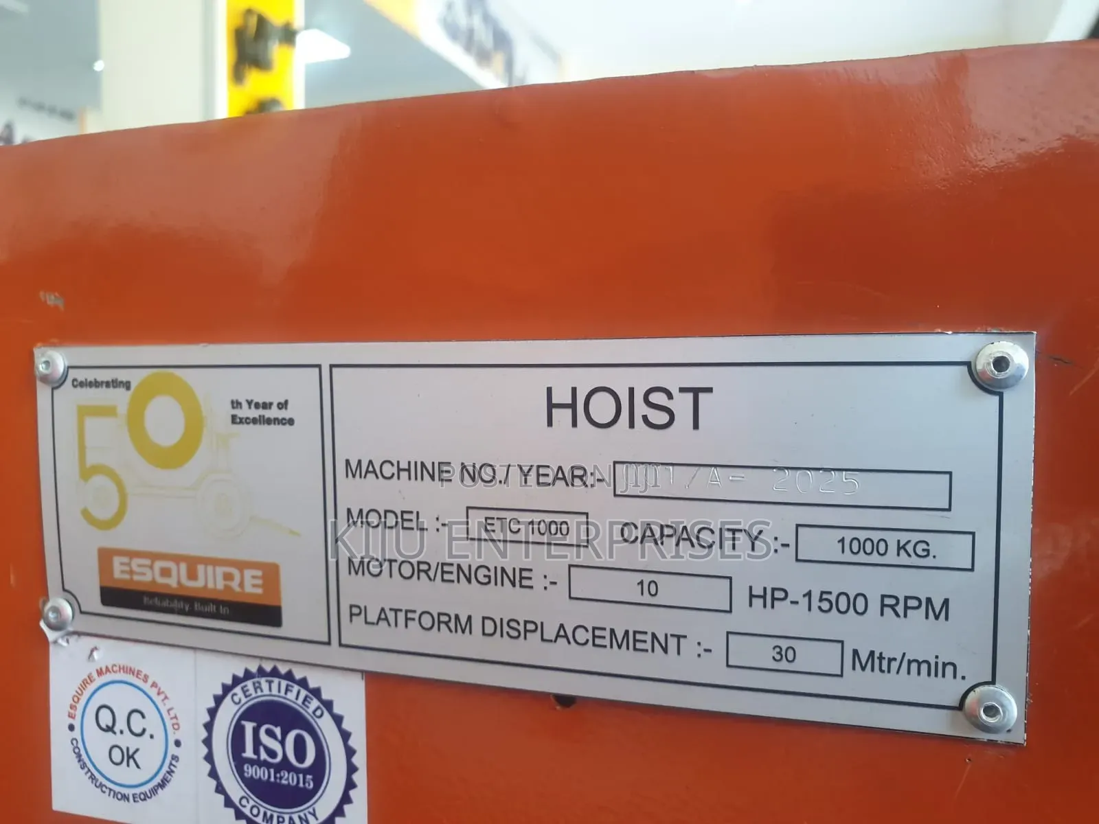 Esquire Machine Concrete Hoist 1tone Machine