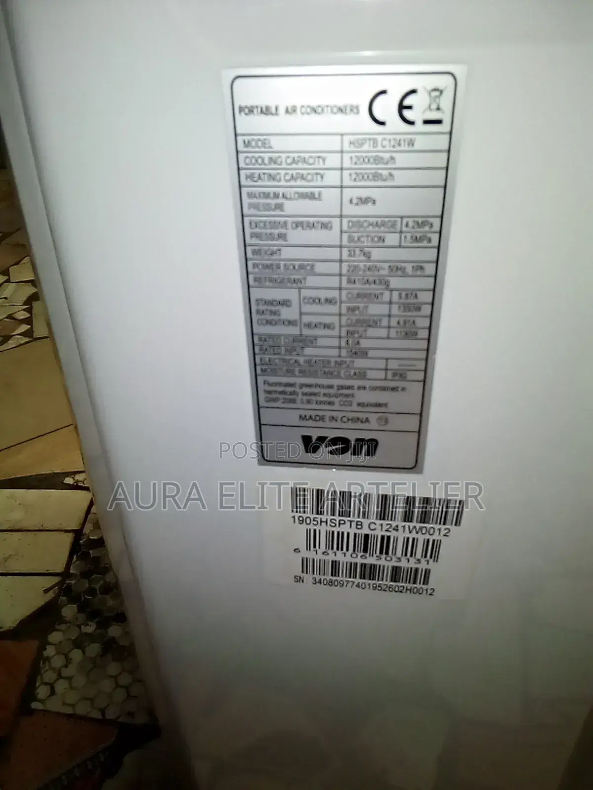 Vonhotpoint HSPTB C1241w Cooling+Heating,30sqft, Smart