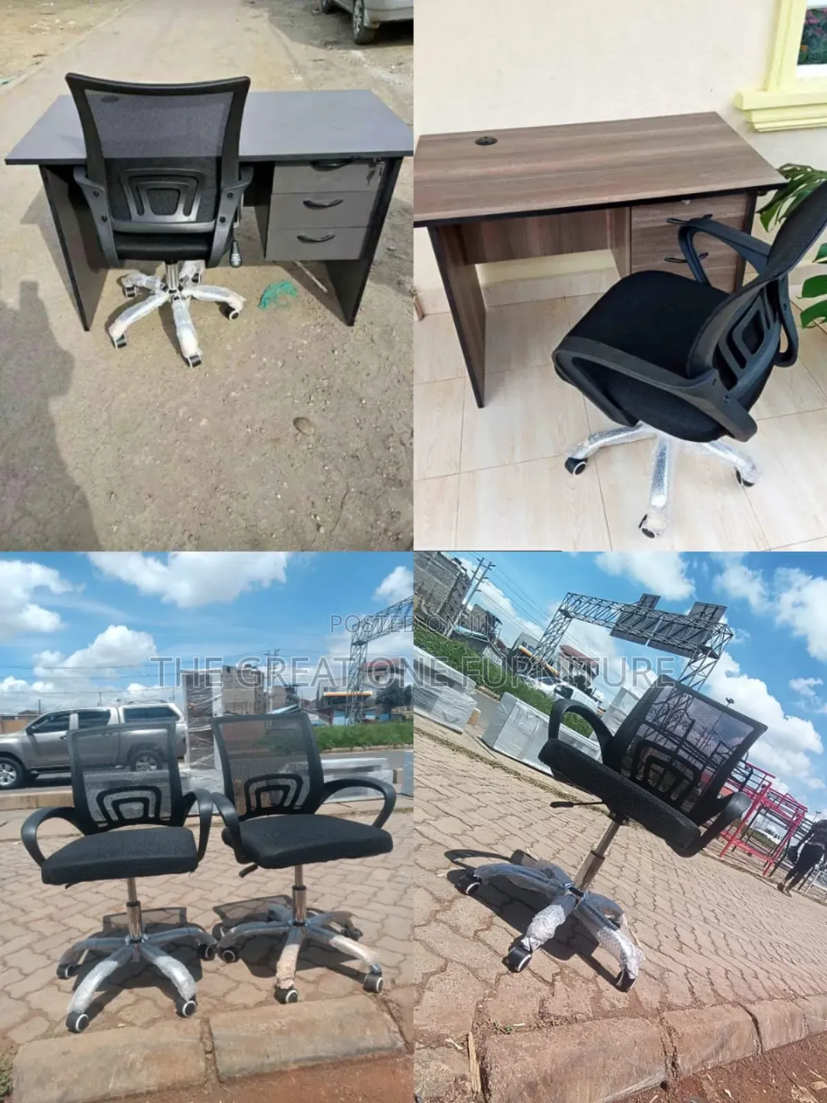 1m Office Desk With Black Mesh Chair Rx4wa