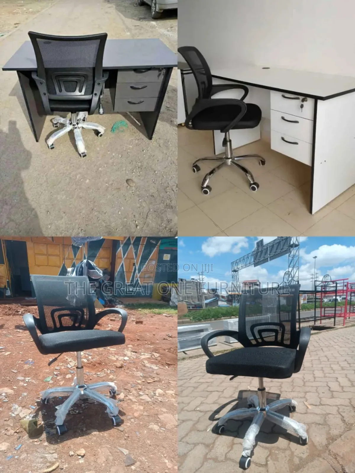 Vintage 1m Office Desk With Mesh Office Chair Kl9yg