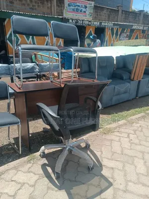 1m Brown Unique Office Desk With Mesh Office Chair Tq2d