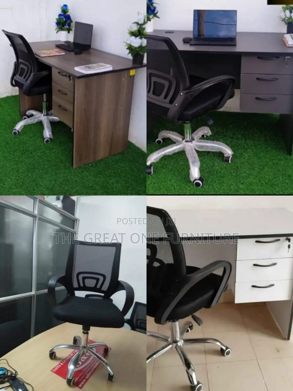 1m Office Desk With Black Mesh Swivel Chair Jb2xf
