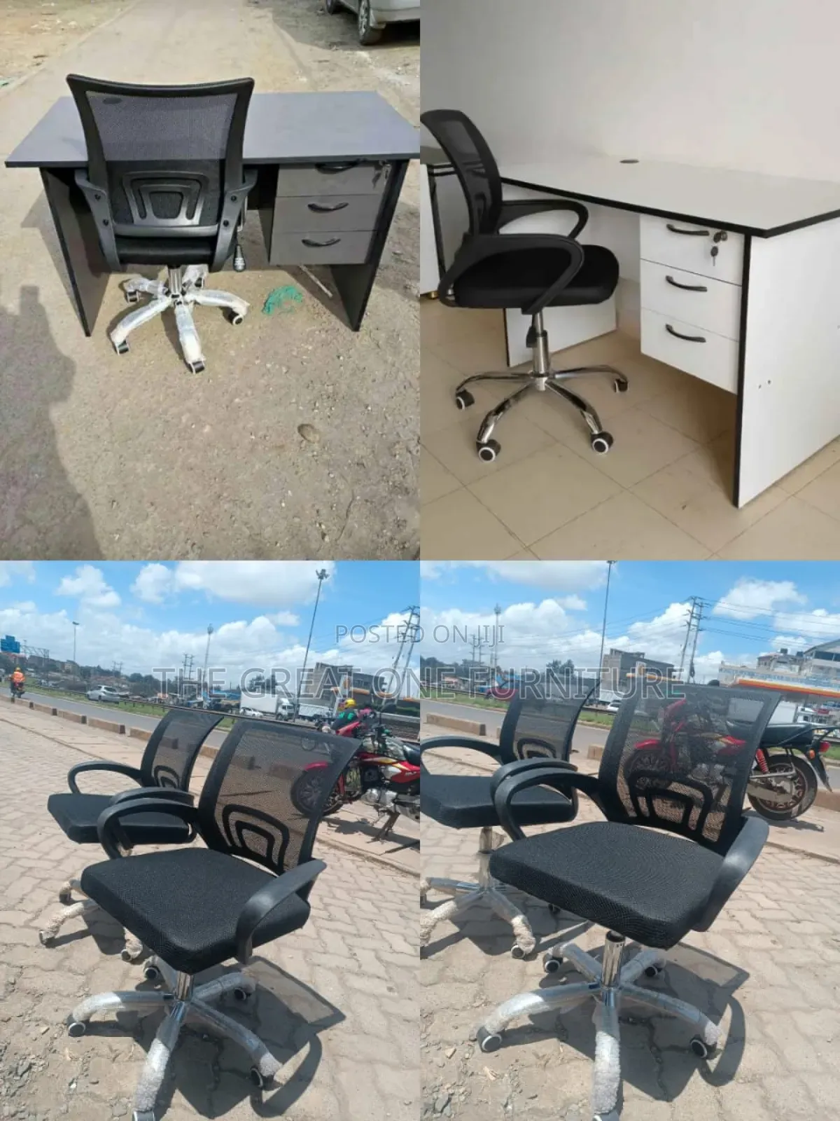 1m Lockable Office Desk With Secretarial Mesh Chair Hm5ex