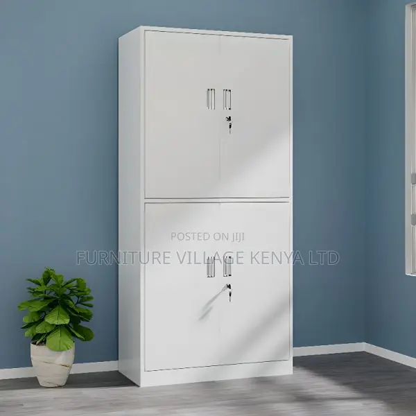 Cabinets:Tall Steel 4-Door Office Storage Cabinet