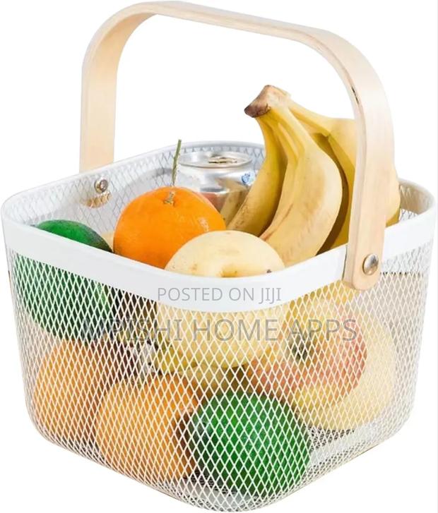 Mesh Wire Basket With Wooden Handle - thumbnail 5