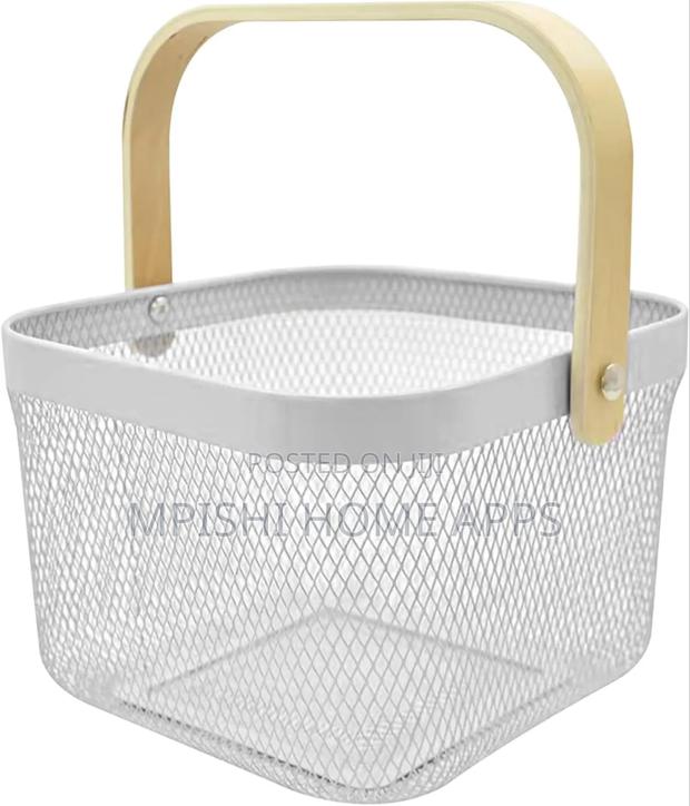 Mesh Wire Basket With Wooden Handle - thumbnail 7