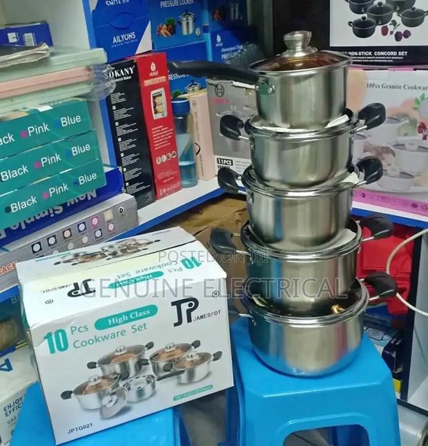 10pcs Jp Cookware 5 Cooking Pots With + 5 Lids Heavy - main view