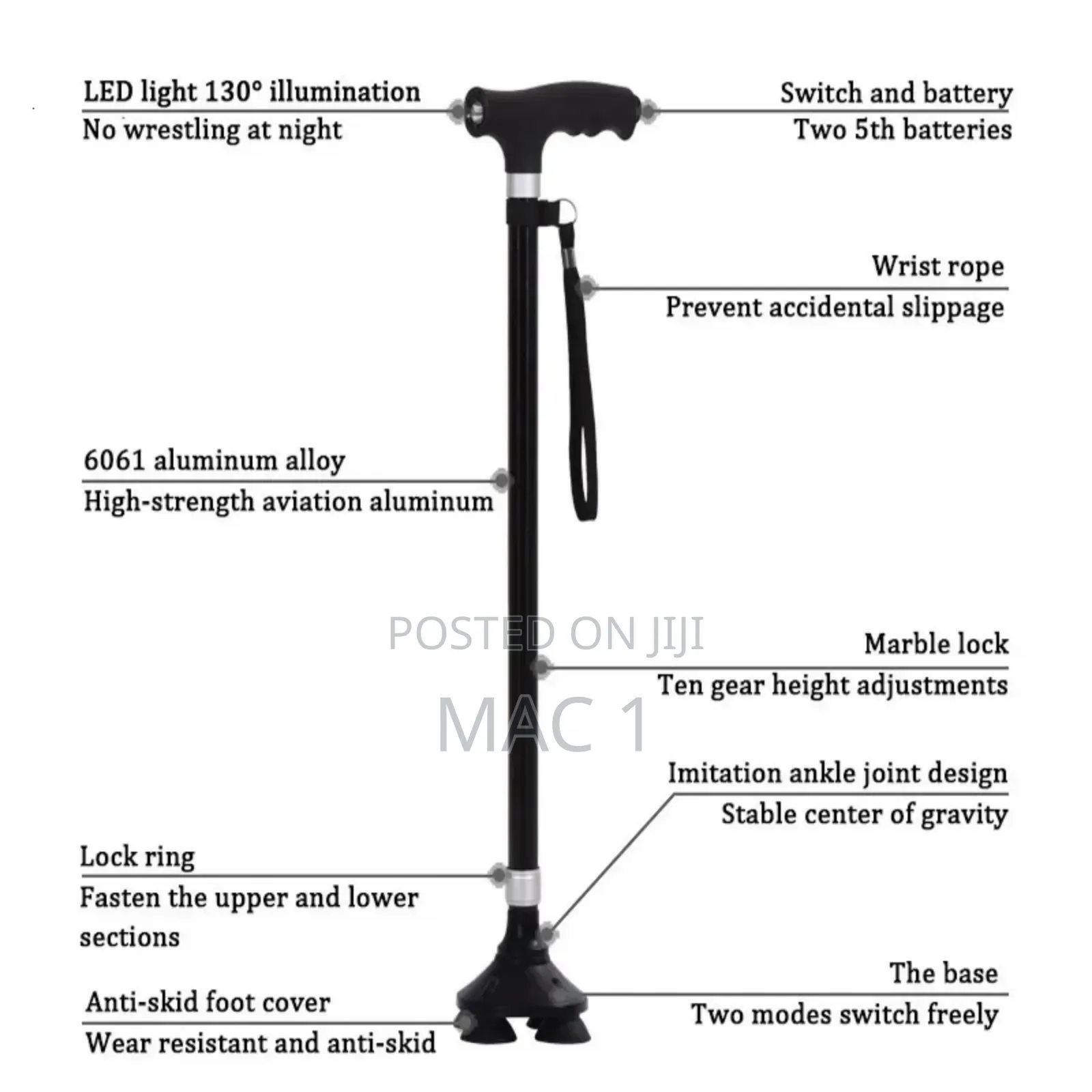Rubber Base Walking Stick / Cane