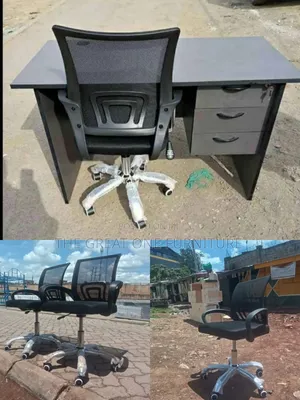 1m Gray Office Desk With Secretarial Mesh Chair Yc8fw