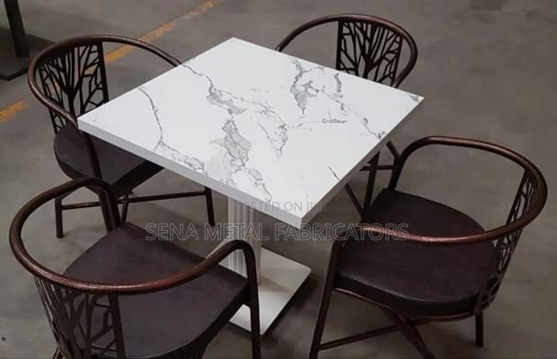 Marble Look Dining Table With 4 Chairs Set. - main view