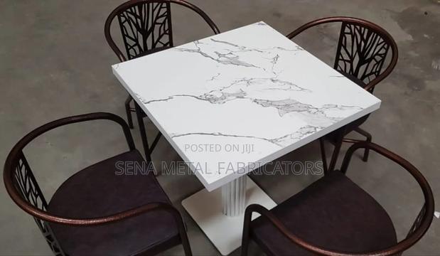 Marble Look Dining Table With 4 Chairs Set. - thumbnail 2