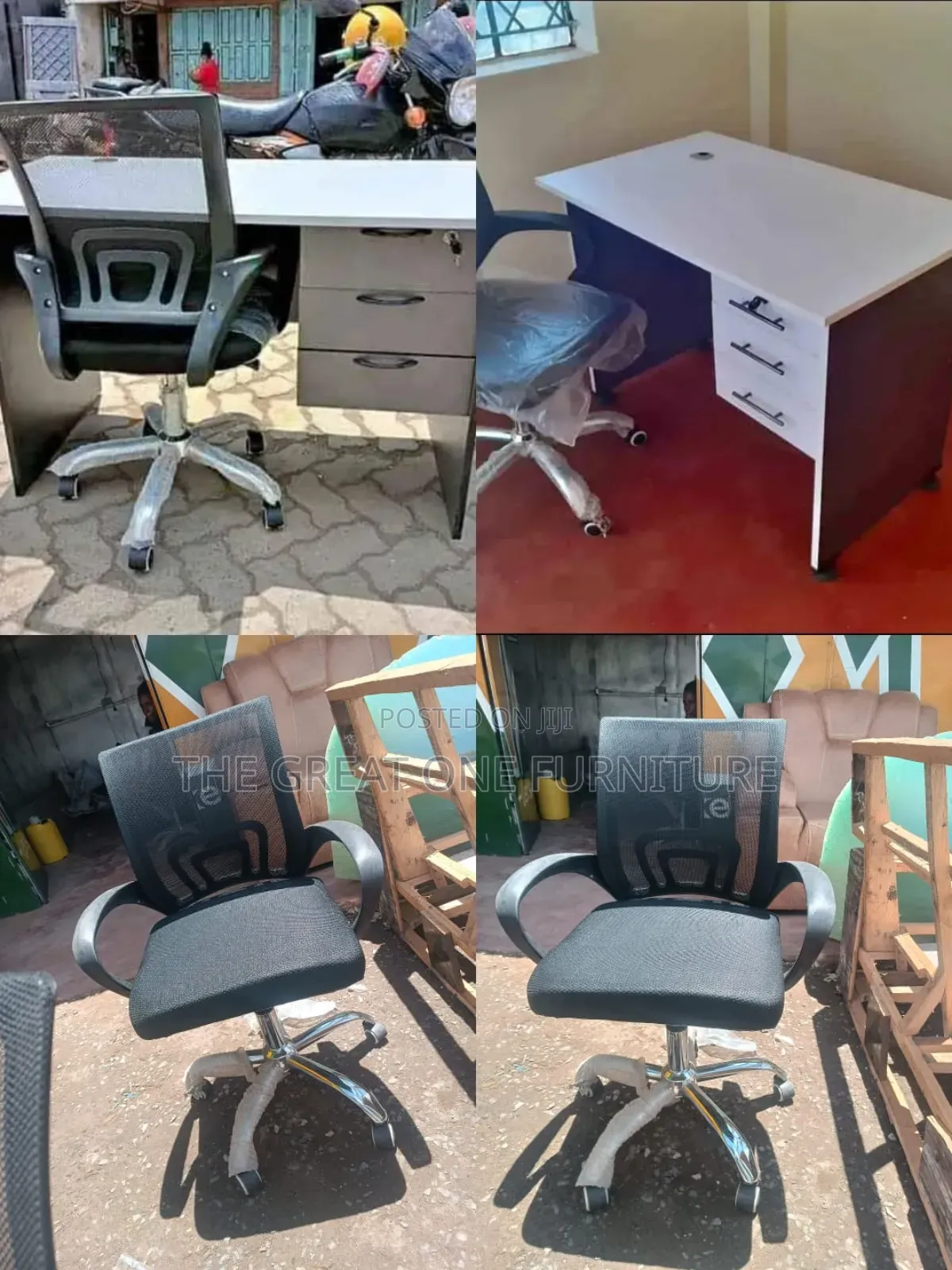 1m Office Desk White Lockable With Mesh Chair Aj5tf