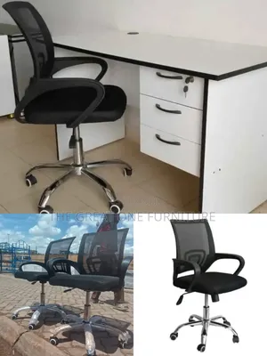 Quality White Office Desk 1m With Mesh Swivel Chair Hf6r