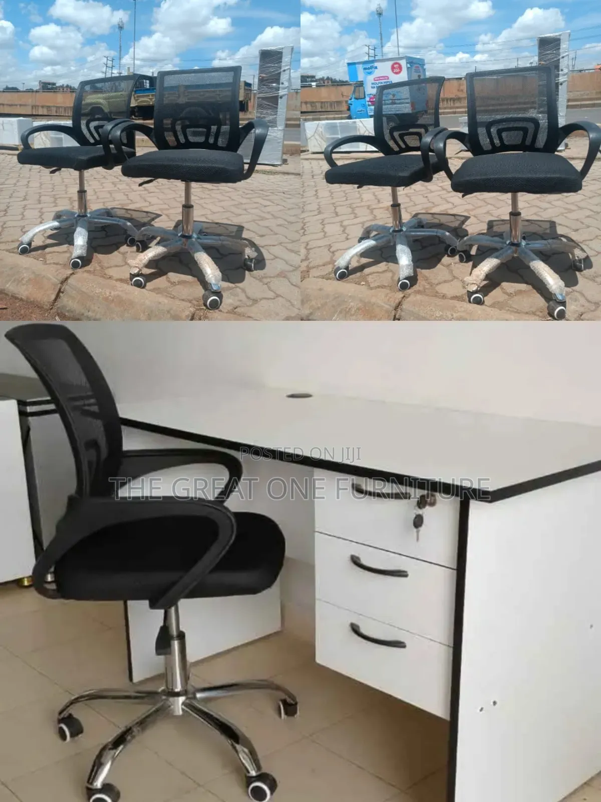 Quality Office Desk 1m With Secretarial Mesh Chair Qm6cf