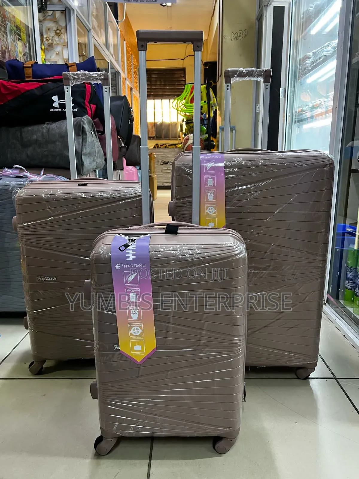 Rose Gold Rubber Suitcase Set of 3 PCS at 9000