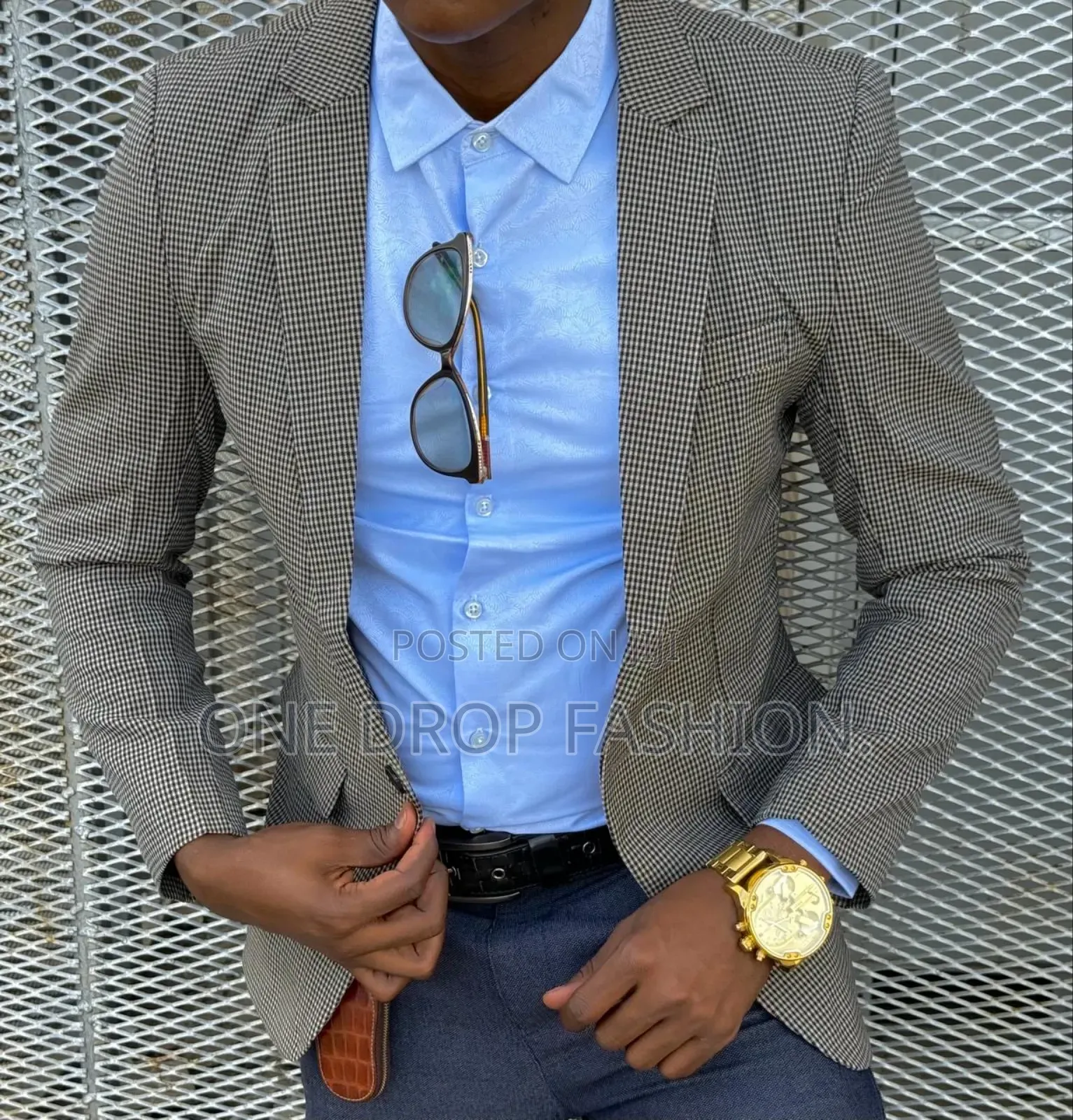 Black Checkered Slim Blazers
