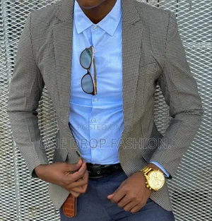 Black Checkered Slim Blazers