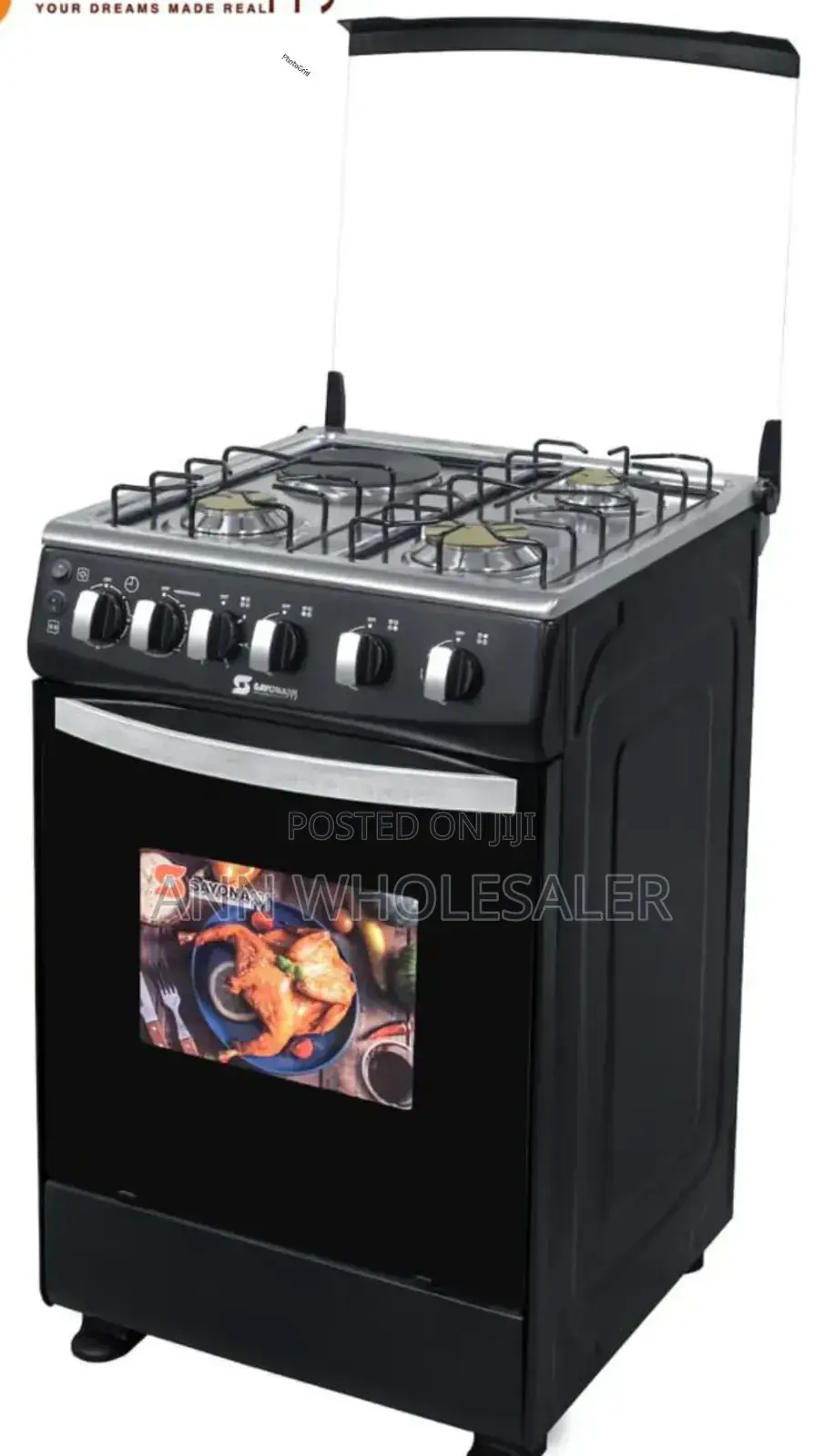 Black Sayona 3+1 Standing Cooker With Electric Oven